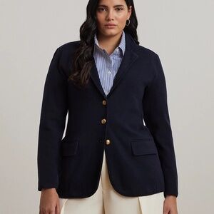 NWT Lauren Ralph Lauren Combed Cotton Single-Breasted Blazer